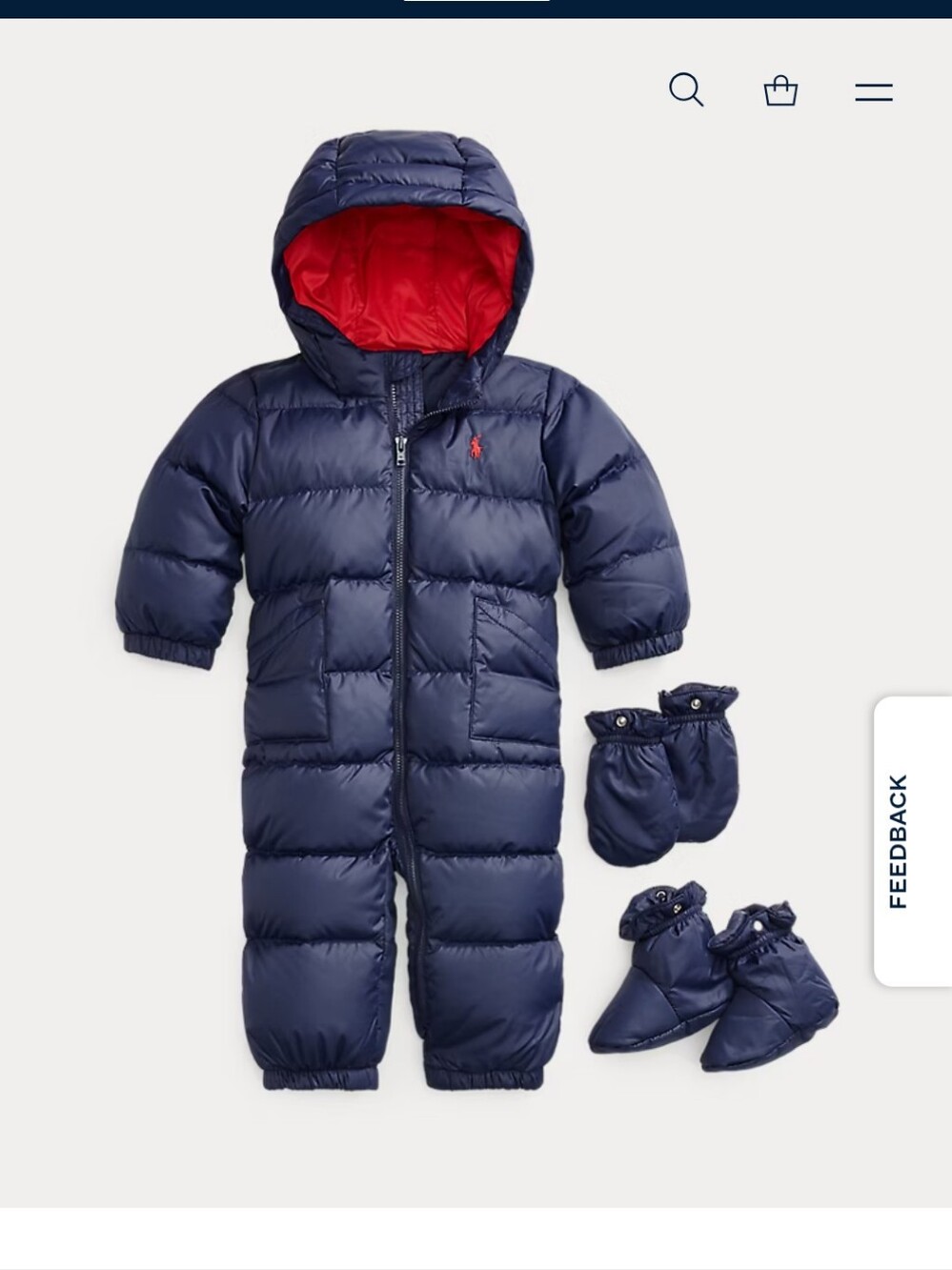 Ralph Lauren Navy and Red Infant Puffer Bunting Snowsuit